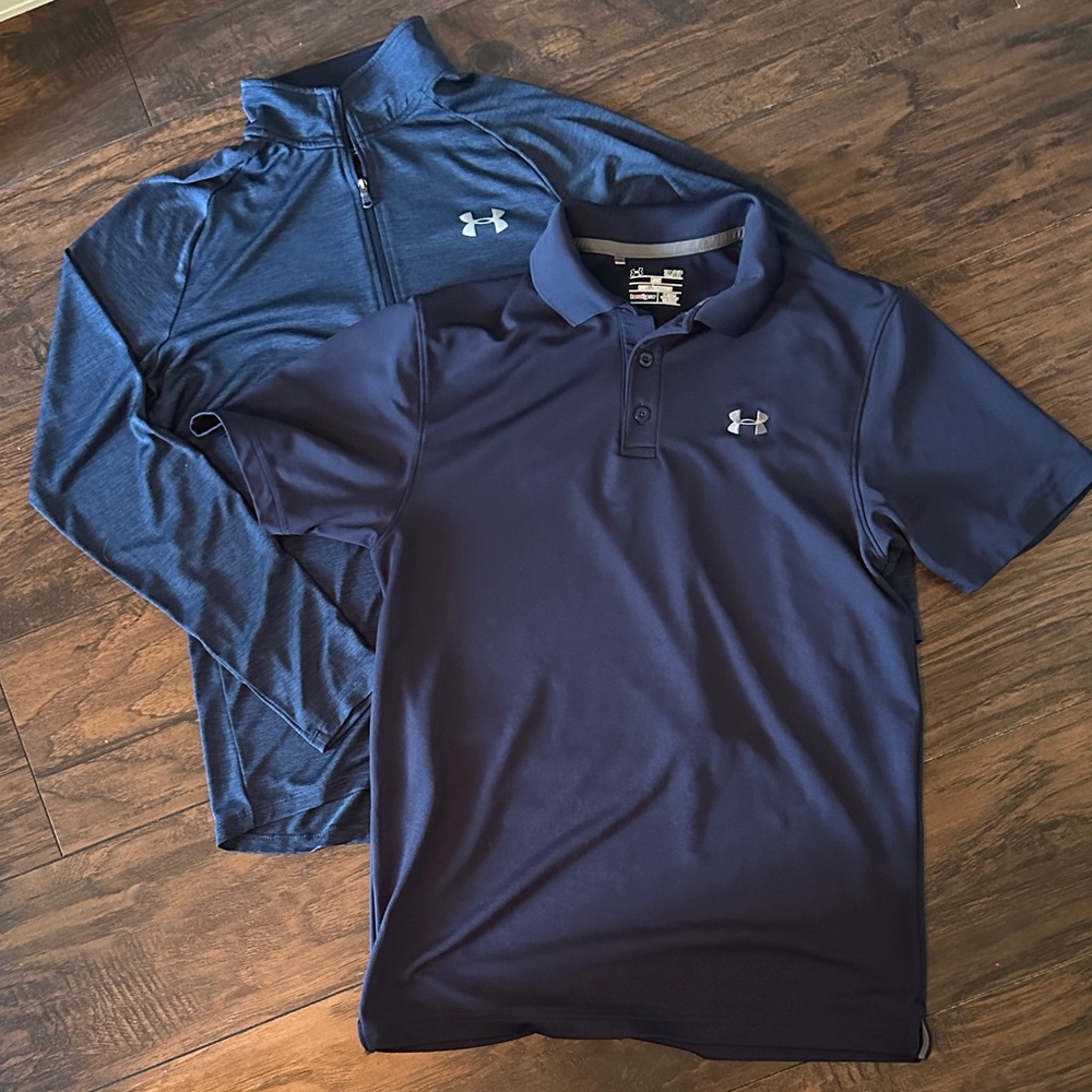 Under Armour Navy and Blue Activewear Set - 1/4 Zip and Polo